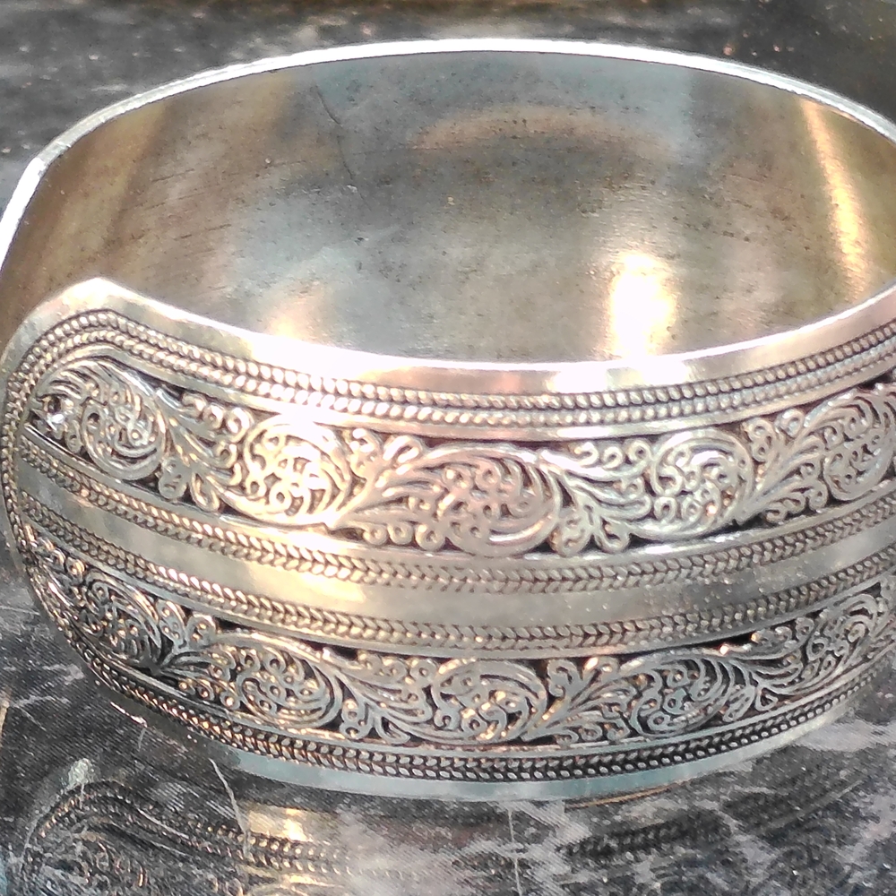 Ornate Silver Cuff Bracelet
